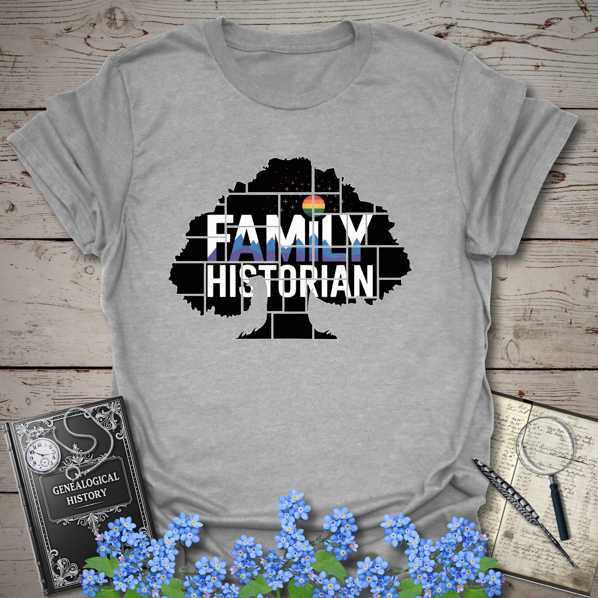Family Historian T-Shirt in Sport Grey by Genealogy Keepsakes