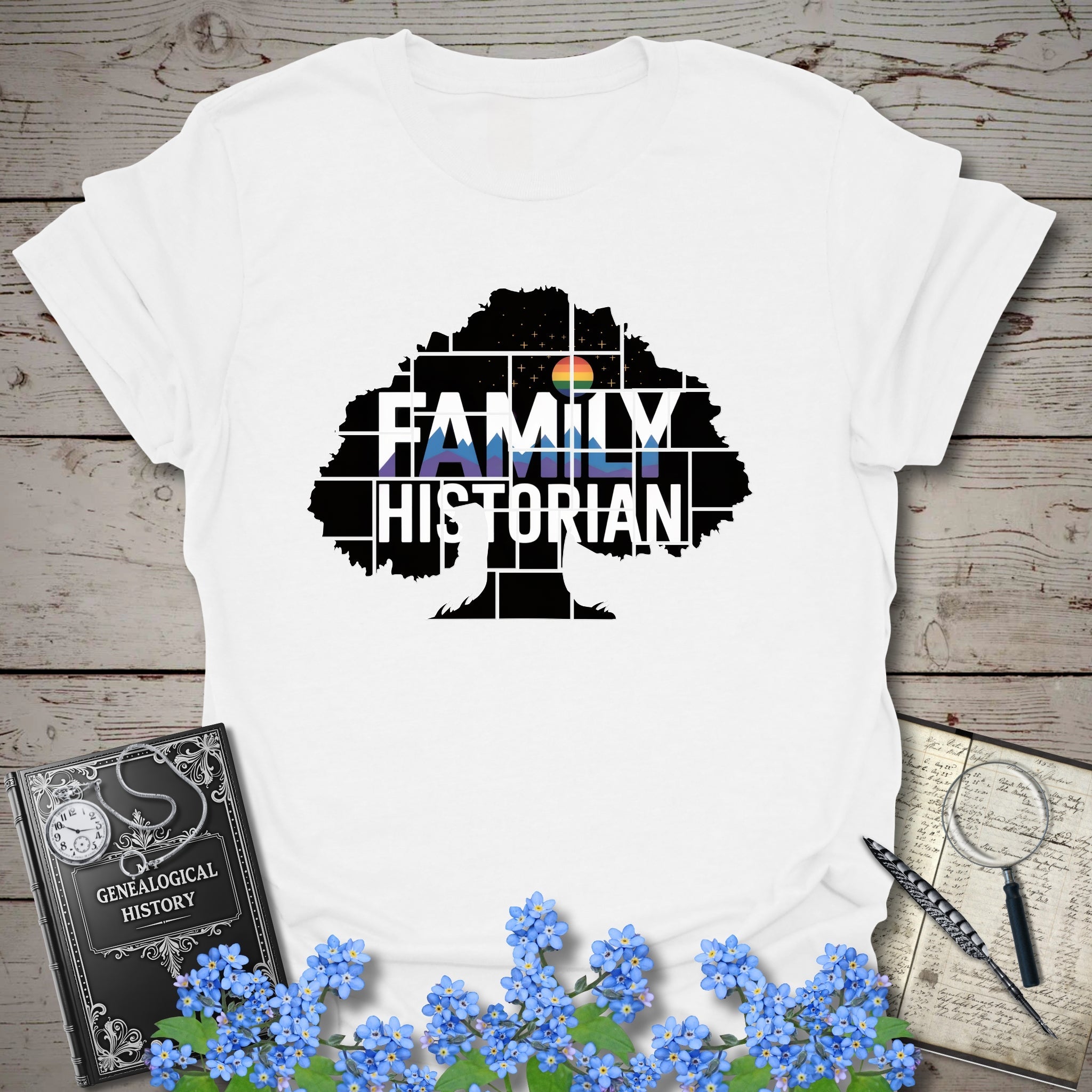 Family Historian T-Shirt in White by Genealogy Keepsakes