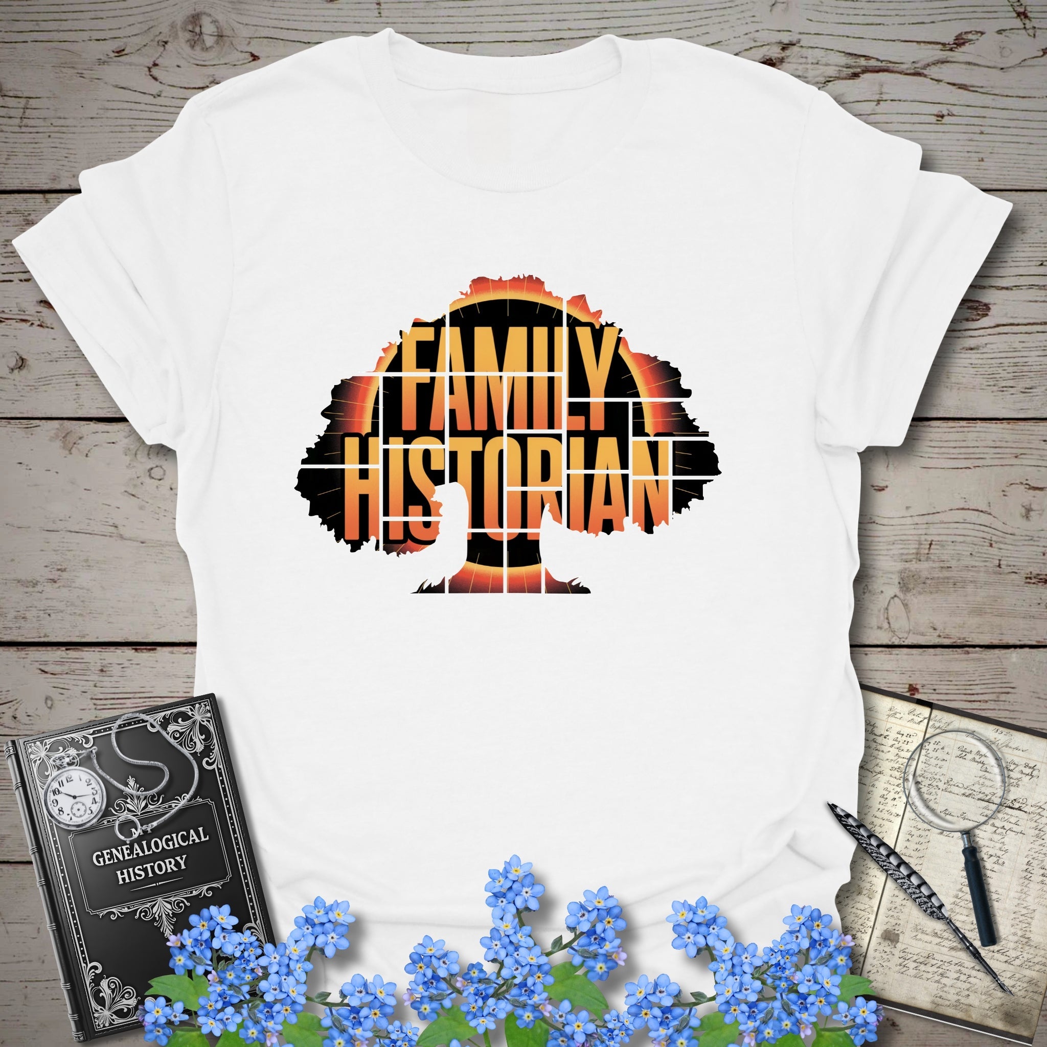 Family Historian T-Shirt in White by Genealogy Keepsakes