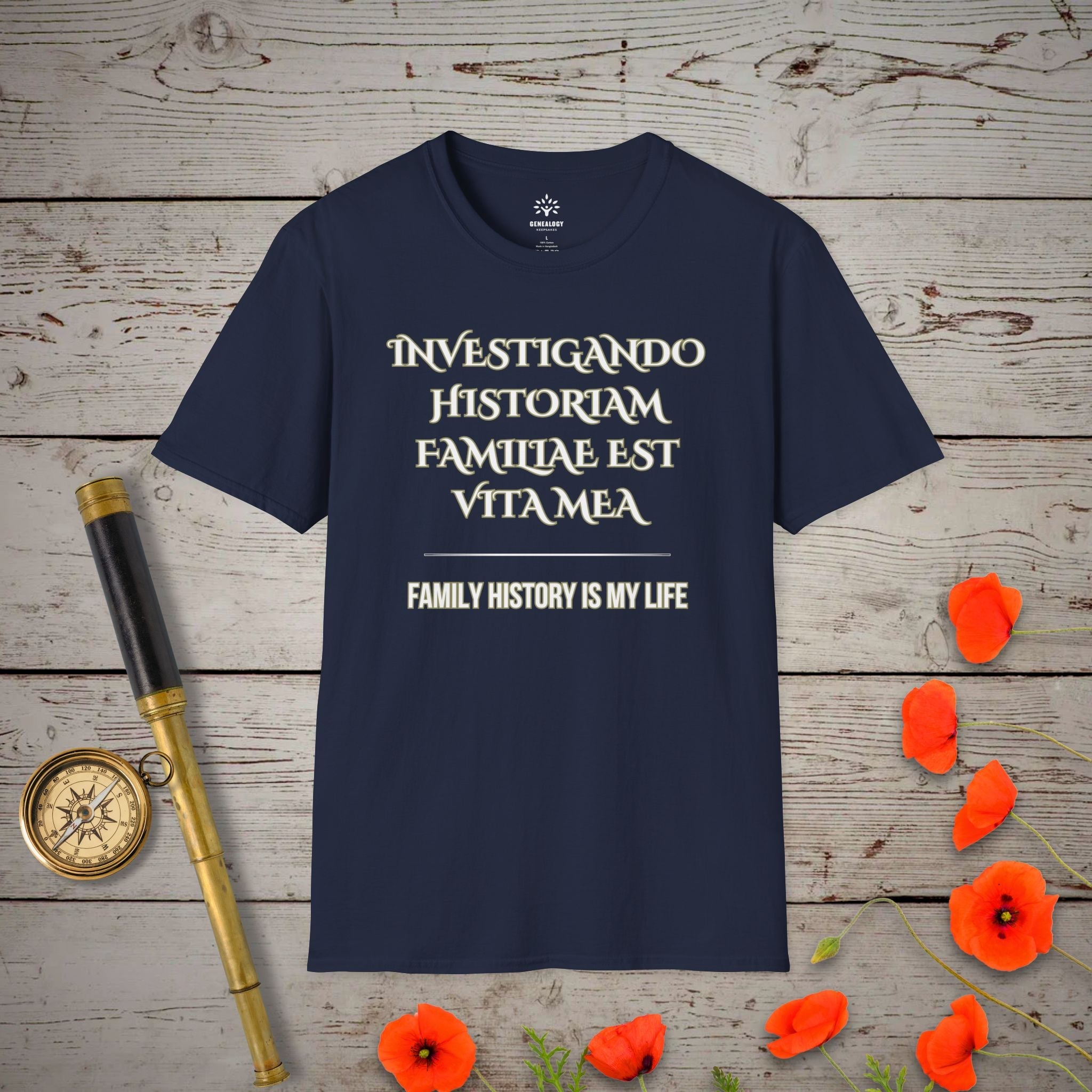 Family History Is My Life T-Shirt in Navy by Genealogy Keepsakes
