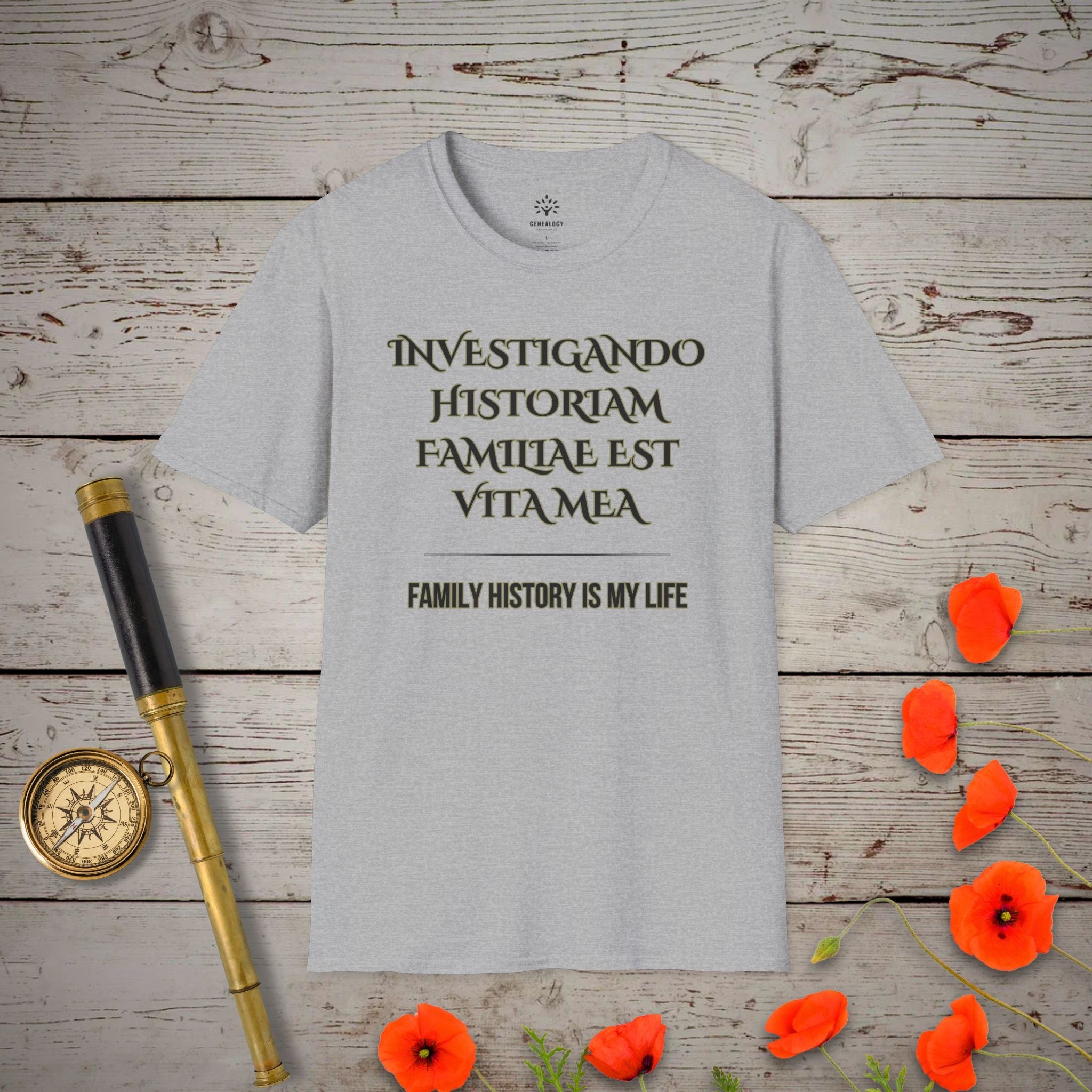 Family History Is My Life T-Shirt in Sport Grey by Genealogy Keepsakes