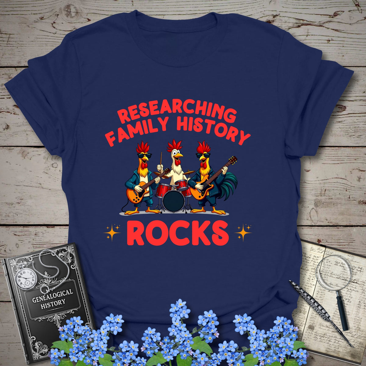 Family History Rocks T-Shirt - Genealogy Keepsakes Custom Genealogy Gift - Navy S