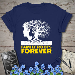 Family Roots Forever T-Shirt in Navy by Genealogy Keepsakes