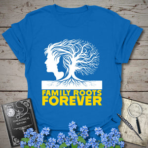 Family Roots Forever T-Shirt in Royal by Genealogy Keepsakes