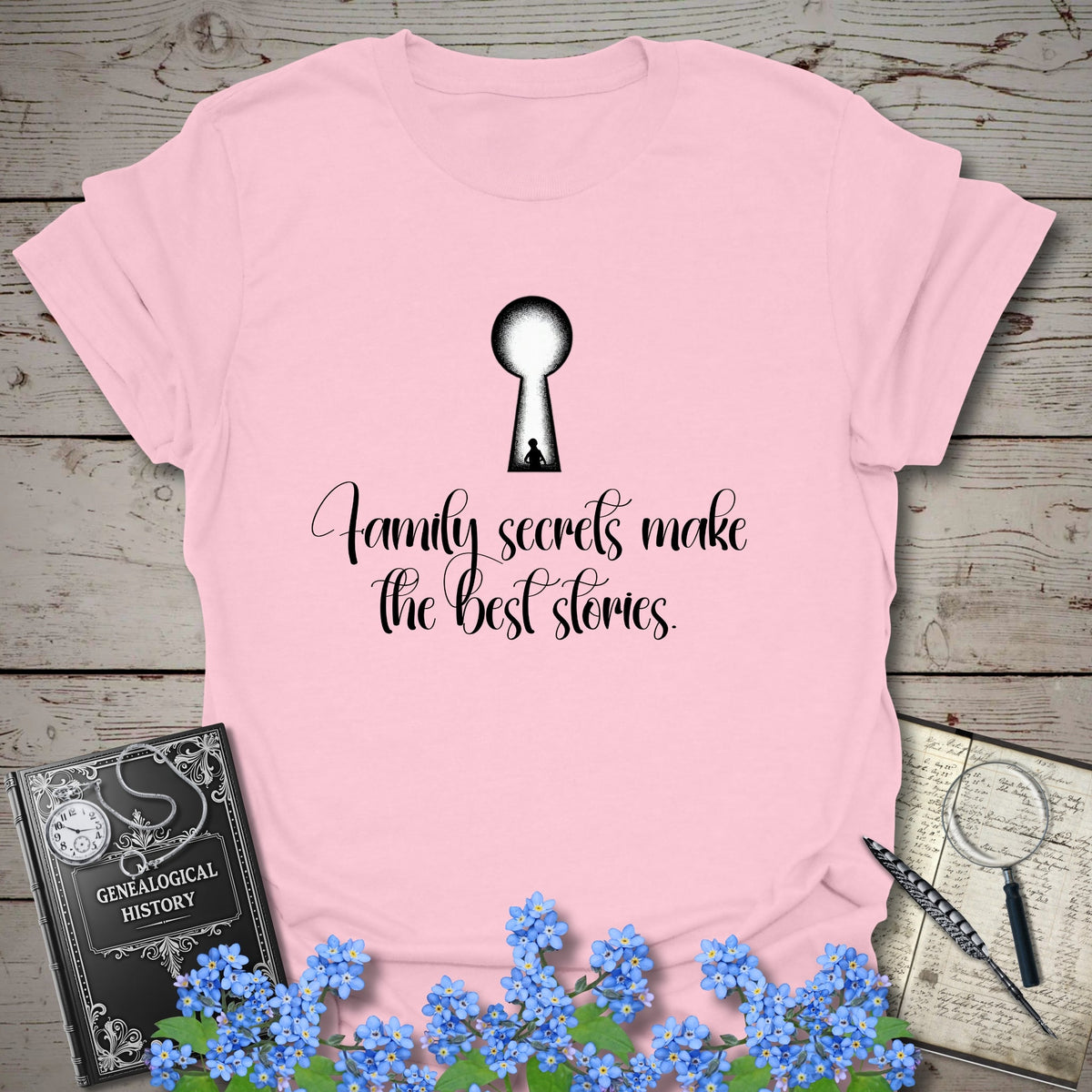 Family Secrets T-Shirt - Genealogy Keepsakes Custom Genealogy Gift - Light Pink S