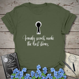 Family Secrets T-Shirt - Genealogy Keepsakes Custom Genealogy Gift - Military Green S