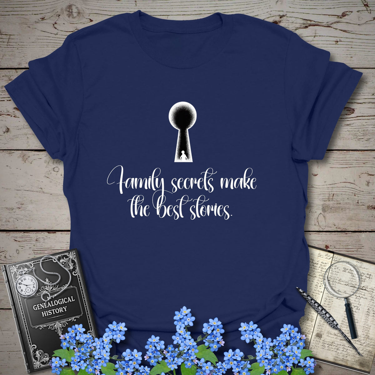 Family Secrets T-Shirt - Genealogy Keepsakes Custom Genealogy Gift - Navy S