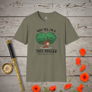 Family Tree Hugger T-Shirt in Heather Military Green by Genealogy Keepsakes