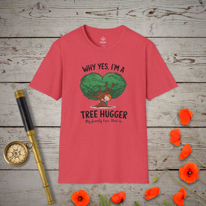 Family Tree Hugger T-Shirt in Heather Red by Genealogy Keepsakes
