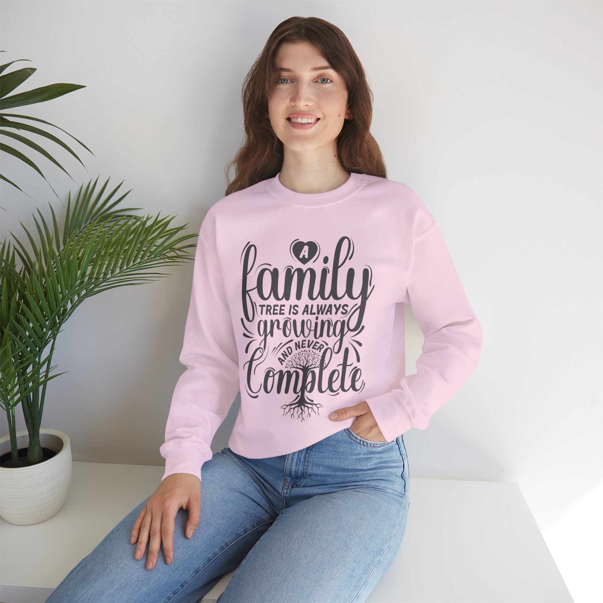 Family Tree Is Always Growing Sweatshirt in Light Pink by Genealogy Keepsakes