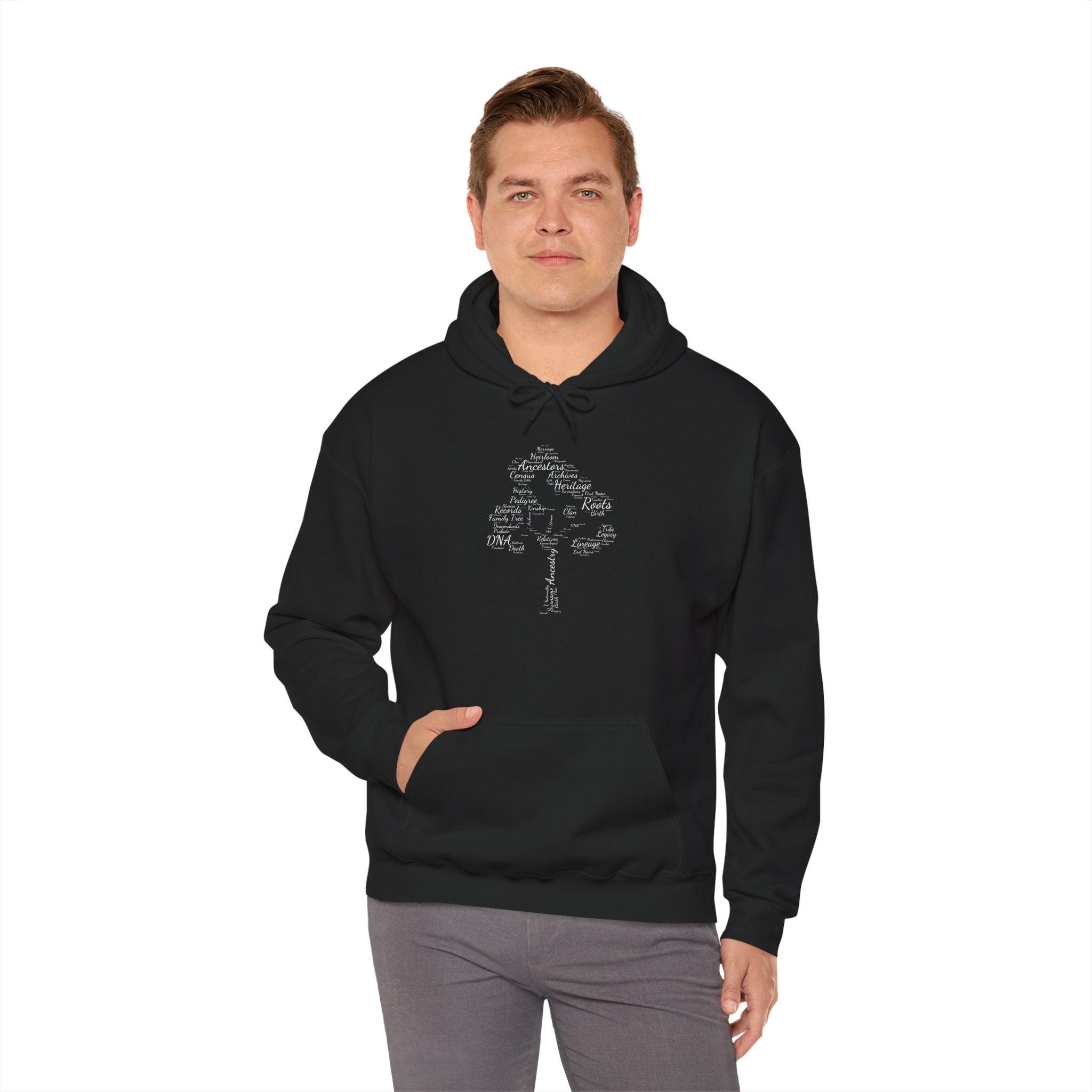 Family Tree Word Cloud Hoodie in Black by Genealogy Keepsakes