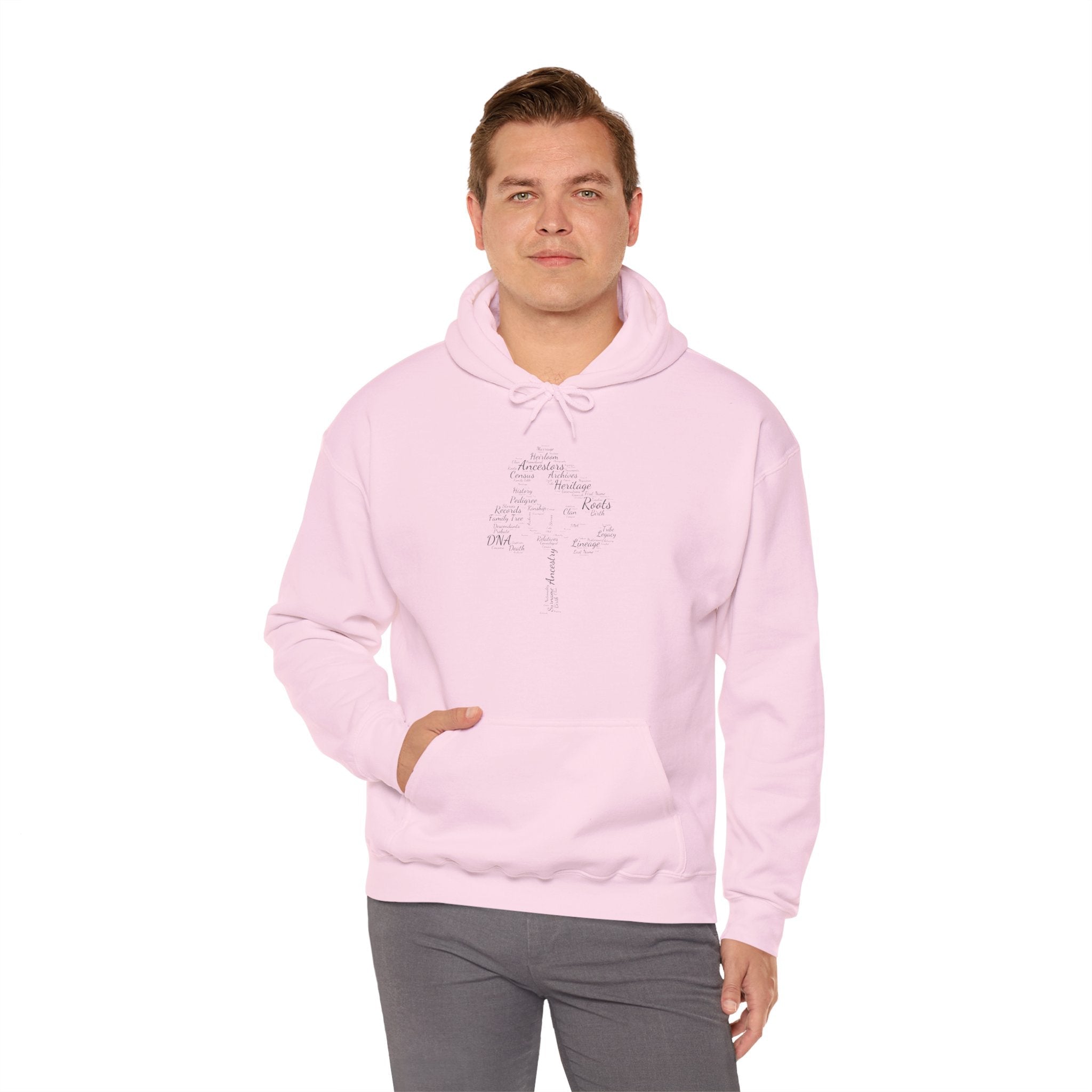 Family Tree Word Cloud Hoodie in Charcoal by Genealogy Keepsakes