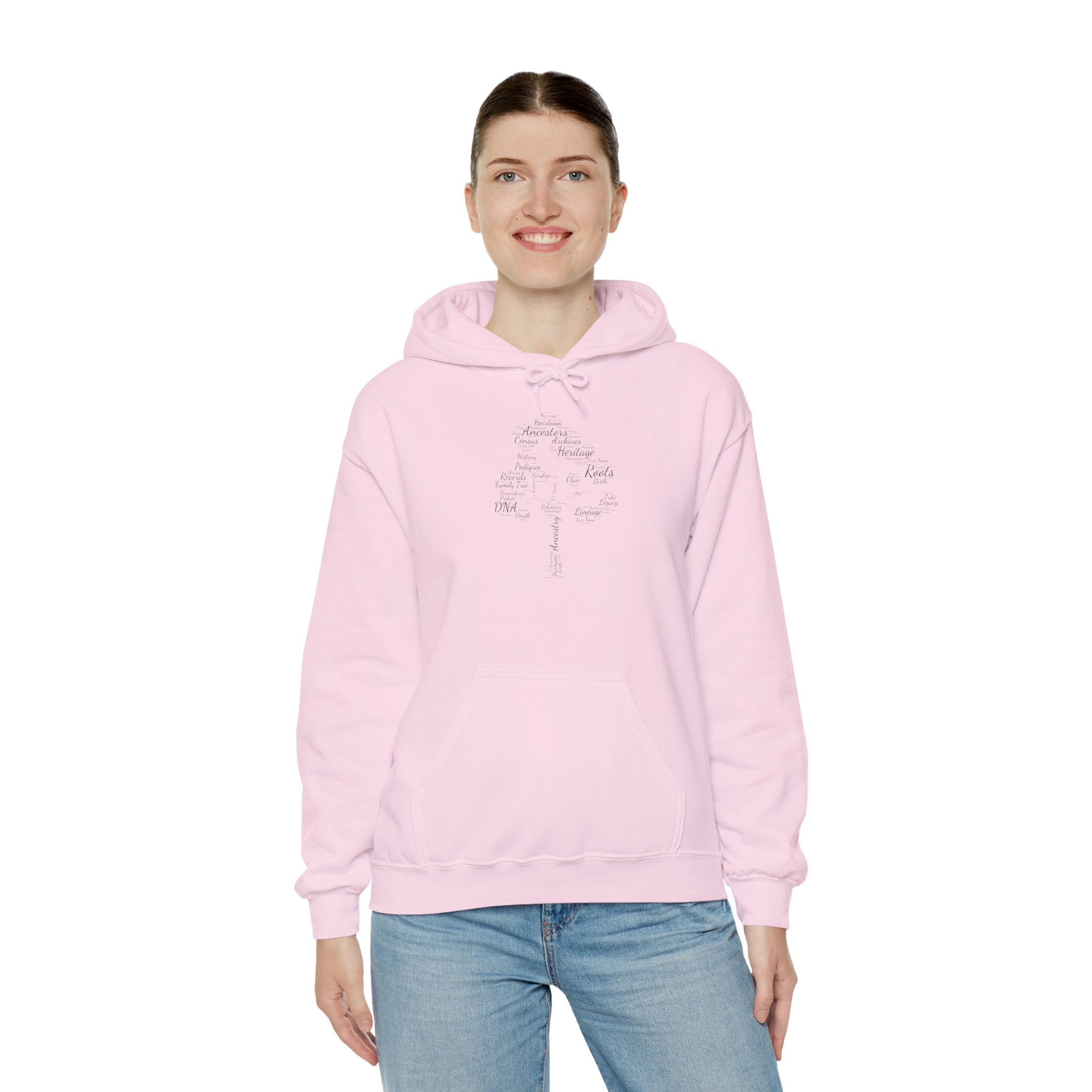 Family Tree Word Cloud Hoodie in Charcoal by Genealogy Keepsakes