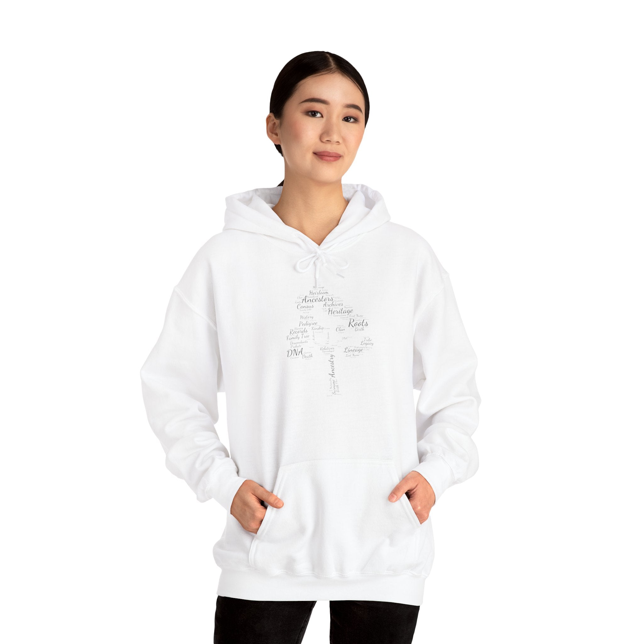 Family Tree Word Cloud Hoodie in White by Genealogy Keepsakes