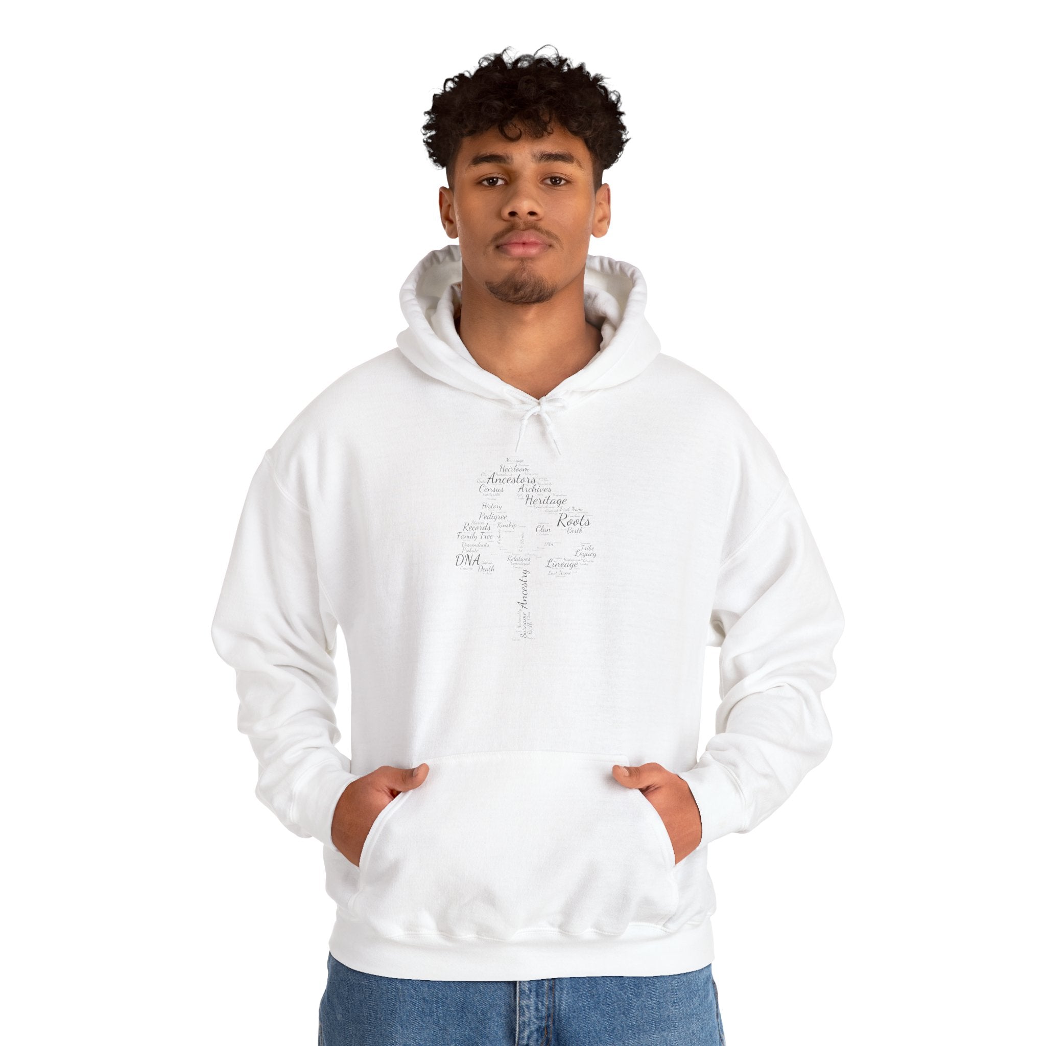 Family Tree Word Cloud Hoodie in White by Genealogy Keepsakes