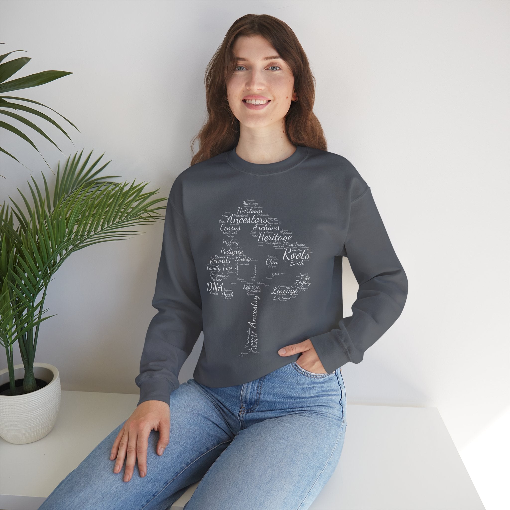 Family Tree Word Cloud Sweatshirt in by Genealogy Keepsakes