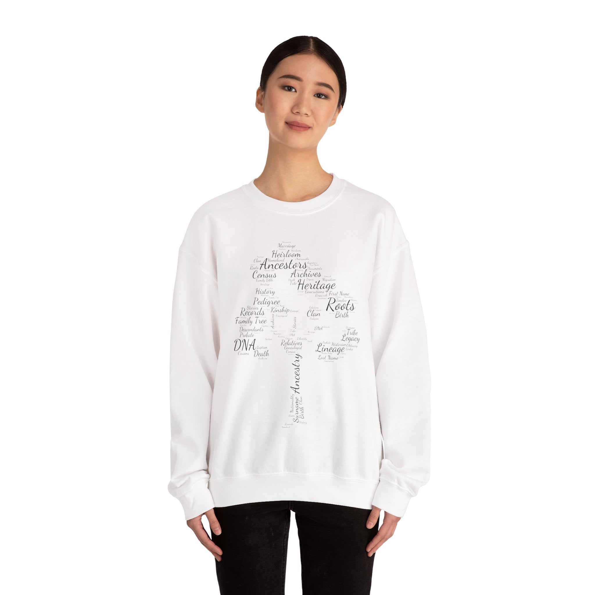 Family Tree Word Cloud Sweatshirt in by Genealogy Keepsakes