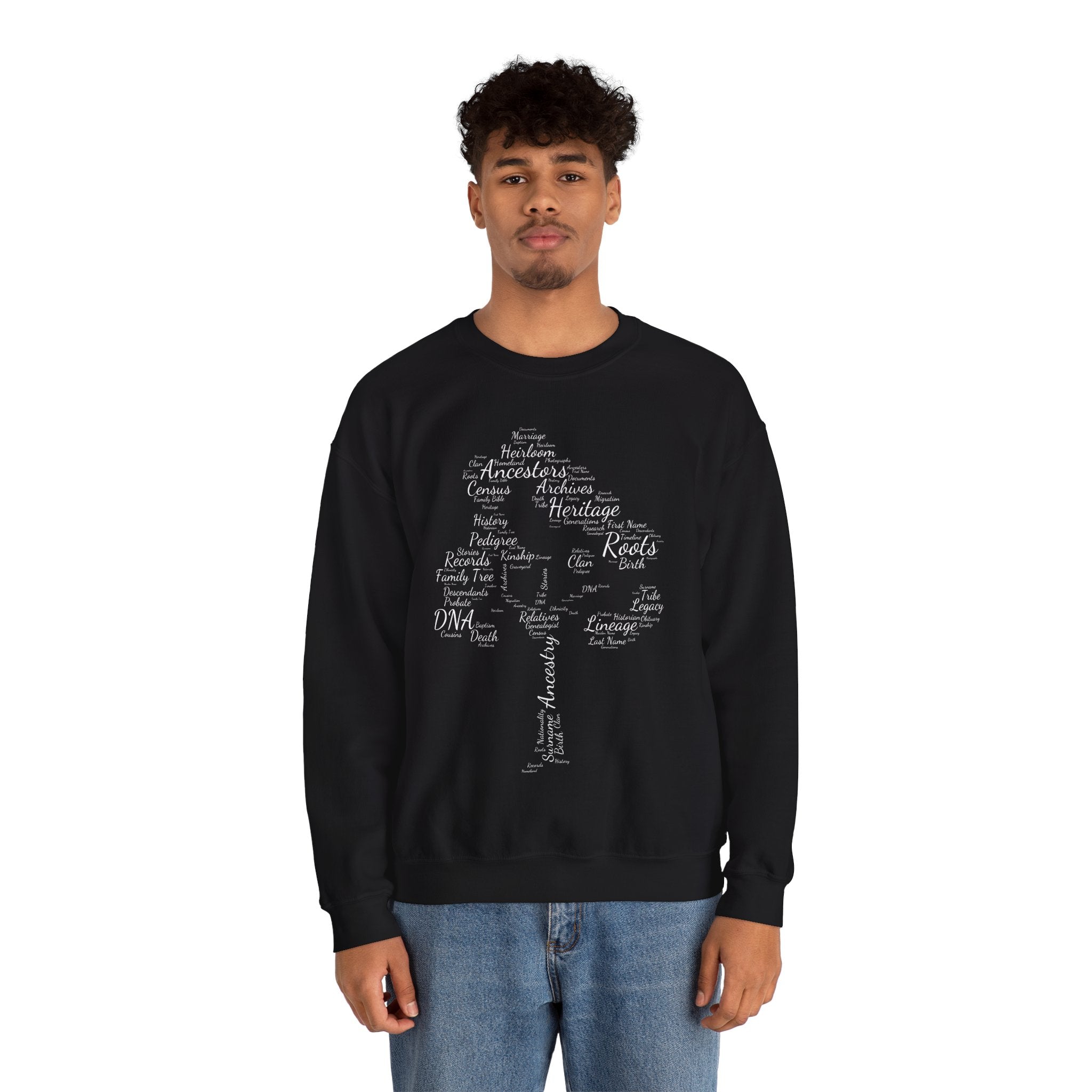 Family Tree Word Cloud Sweatshirt in by Genealogy Keepsakes