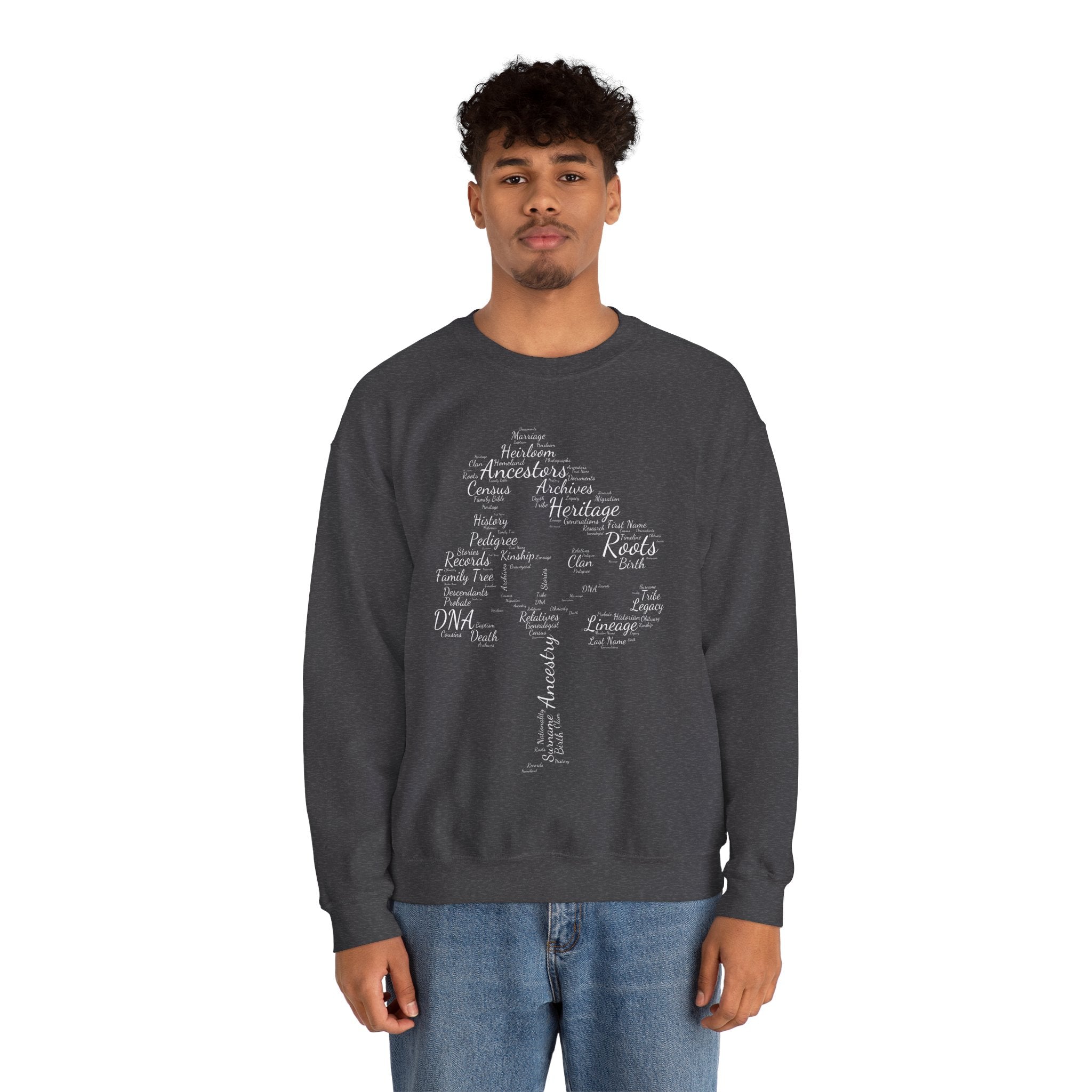 Family Tree Word Cloud Sweatshirt in by Genealogy Keepsakes