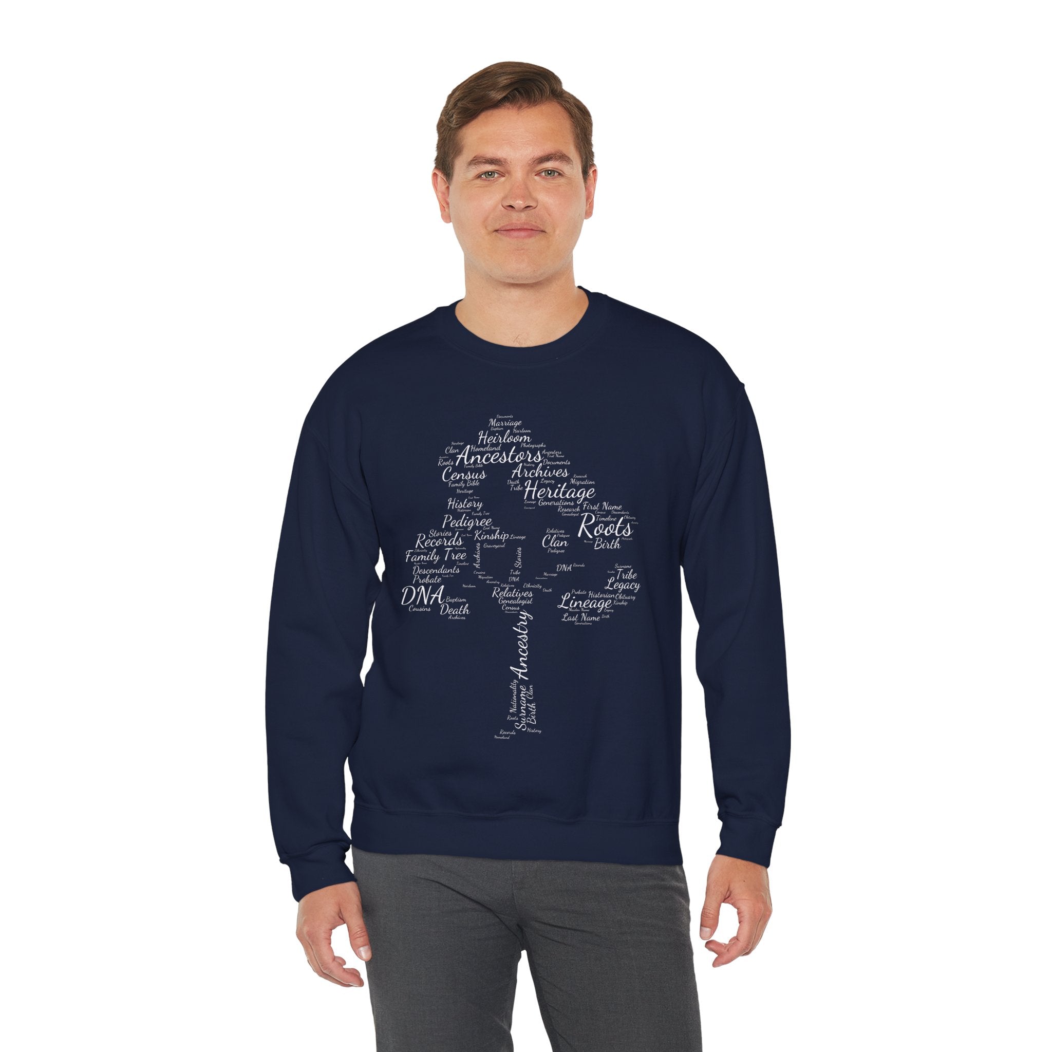 Family Tree Word Cloud Sweatshirt in by Genealogy Keepsakes