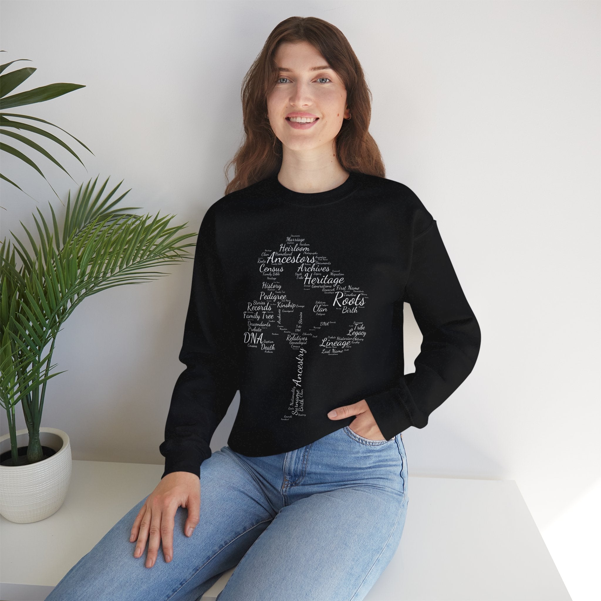 Family Tree Word Cloud Sweatshirt in by Genealogy Keepsakes