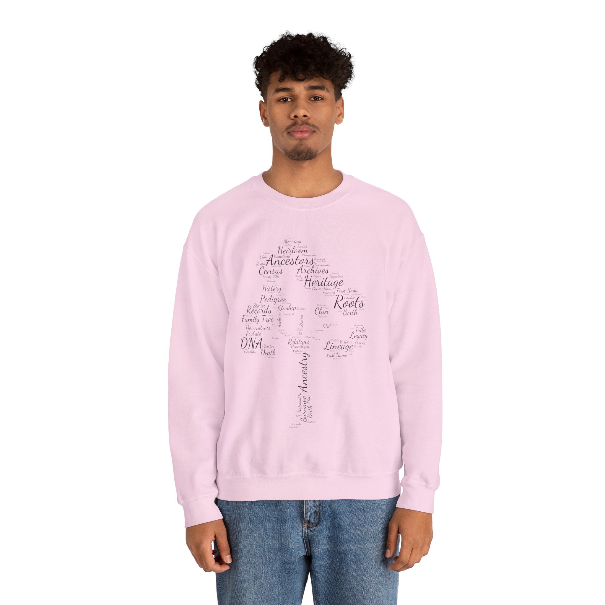 Family Tree Word Cloud Sweatshirt in by Genealogy Keepsakes