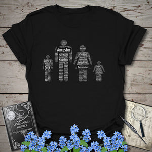 Family Word Cloud T-Shirt - Genealogy Keepsakes Custom Genealogy Gift - Black S
