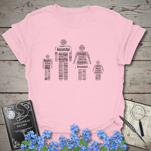 Family Word Cloud T-Shirt - Genealogy Keepsakes Custom Genealogy Gift - Light Pink S