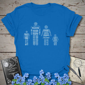 Family Word Cloud T-Shirt - Genealogy Keepsakes Custom Genealogy Gift - Royal S