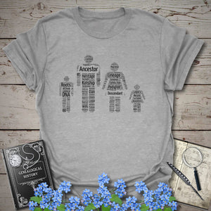 Family Word Cloud T-Shirt - Genealogy Keepsakes Custom Genealogy Gift - Sport Grey S