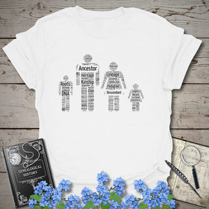 Family Word Cloud T-Shirt - Genealogy Keepsakes Custom Genealogy Gift - White S