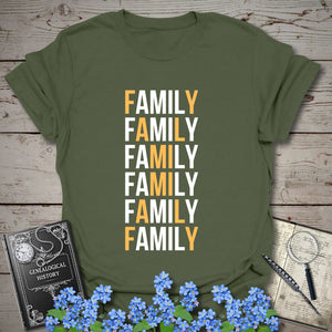 Family X T-Shirt in Military Green by Genealogy Keepsakes