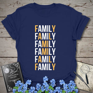 Family X T-Shirt in Navy by Genealogy Keepsakes