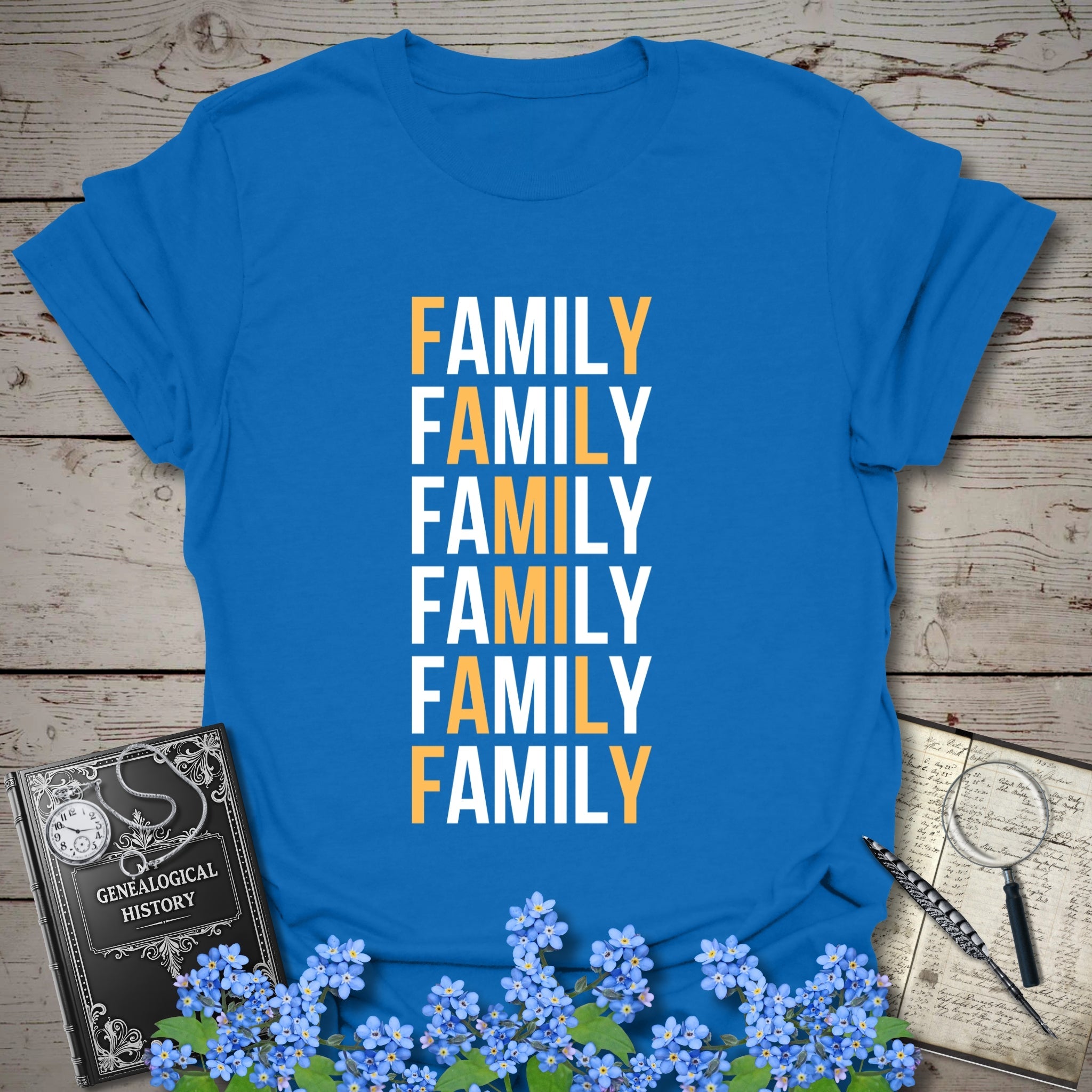 Family X T-Shirt in Royal by Genealogy Keepsakes