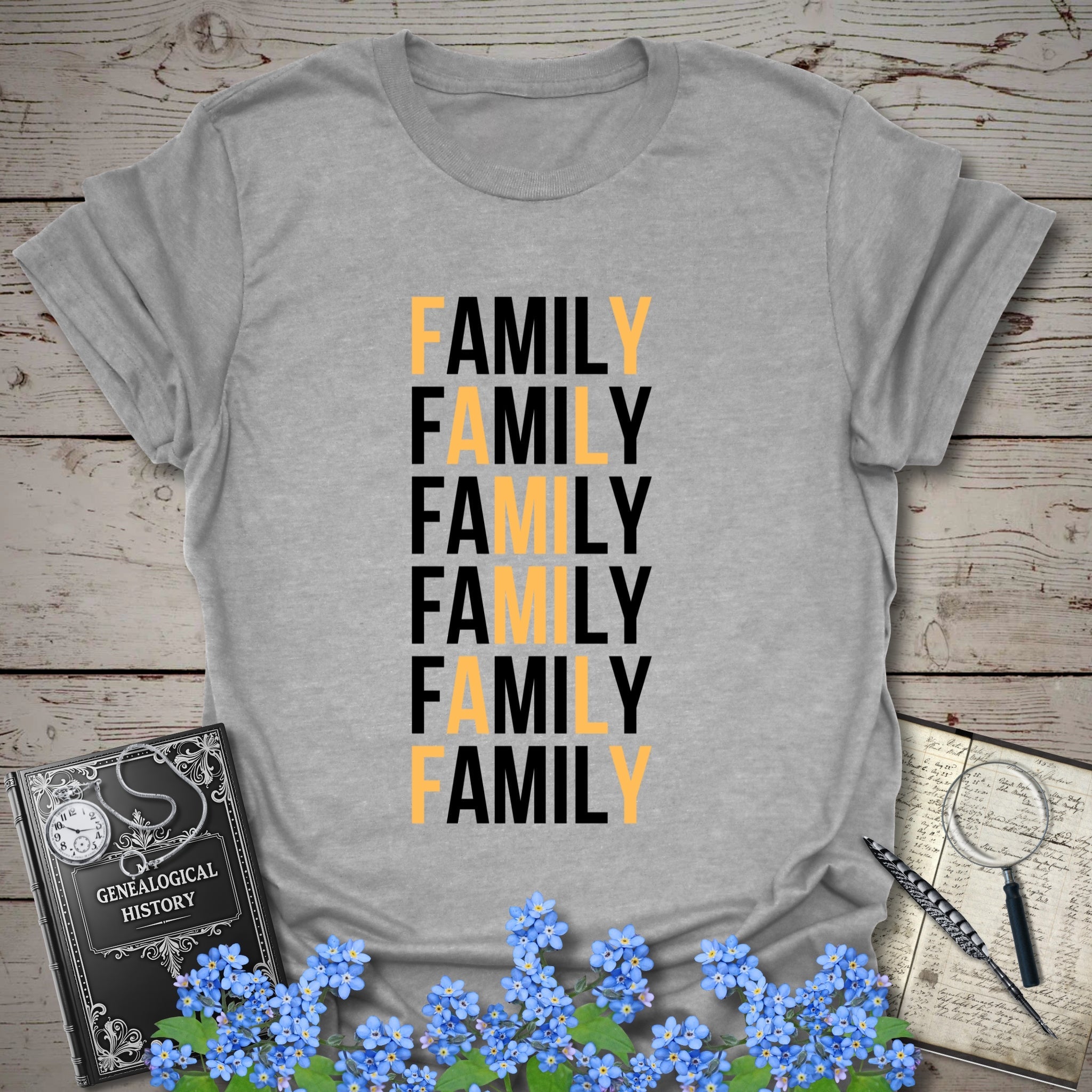 Family X T-Shirt in Sport Grey by Genealogy Keepsakes