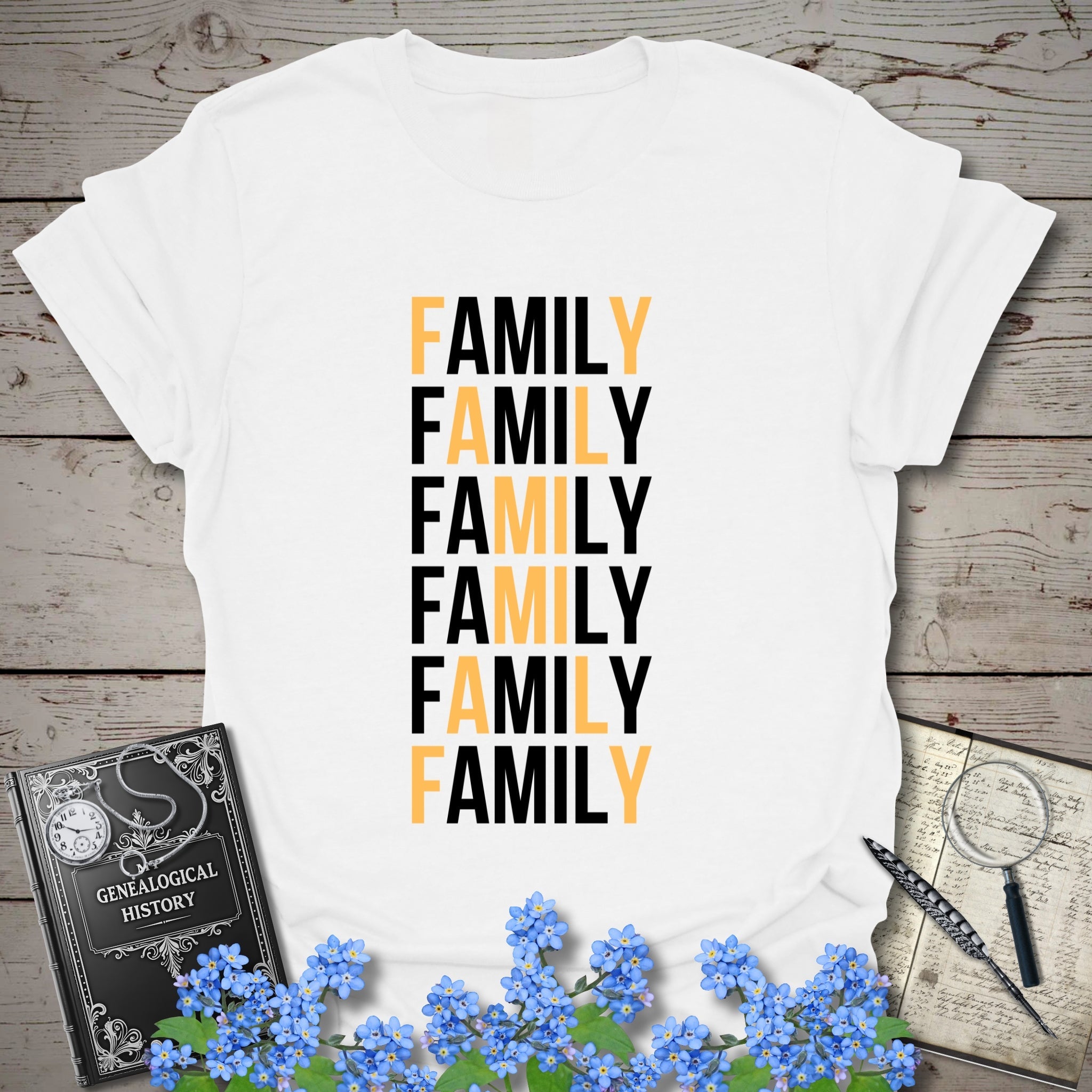 Family X T-Shirt in White by Genealogy Keepsakes