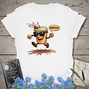 Fueled by Coffee T-Shirt in White by Genealogy Keepsakes