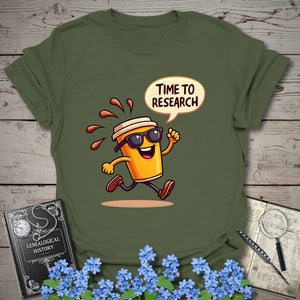 Fuelled For Research T-Shirt in Military Green by Genealogy Keepsakes