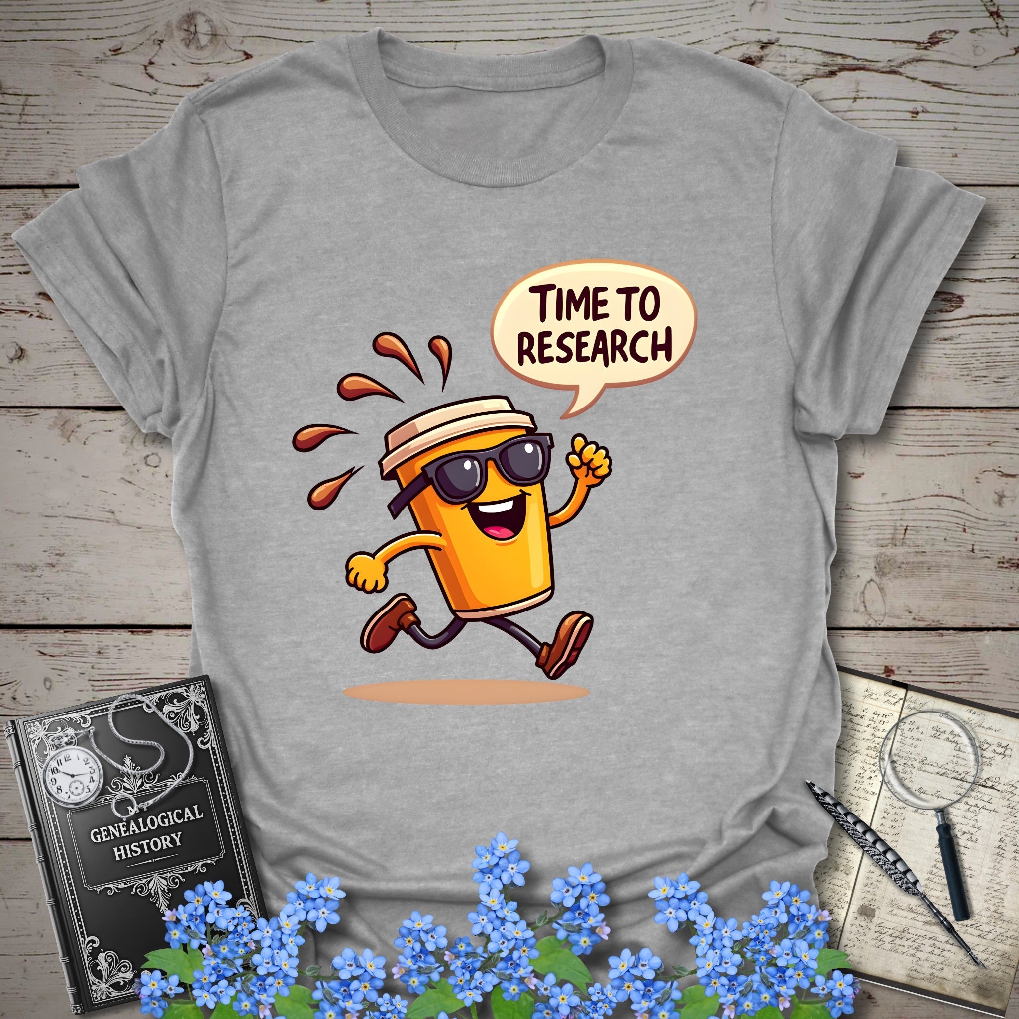 Fuelled For Research T-Shirt in Sport Grey by Genealogy Keepsakes