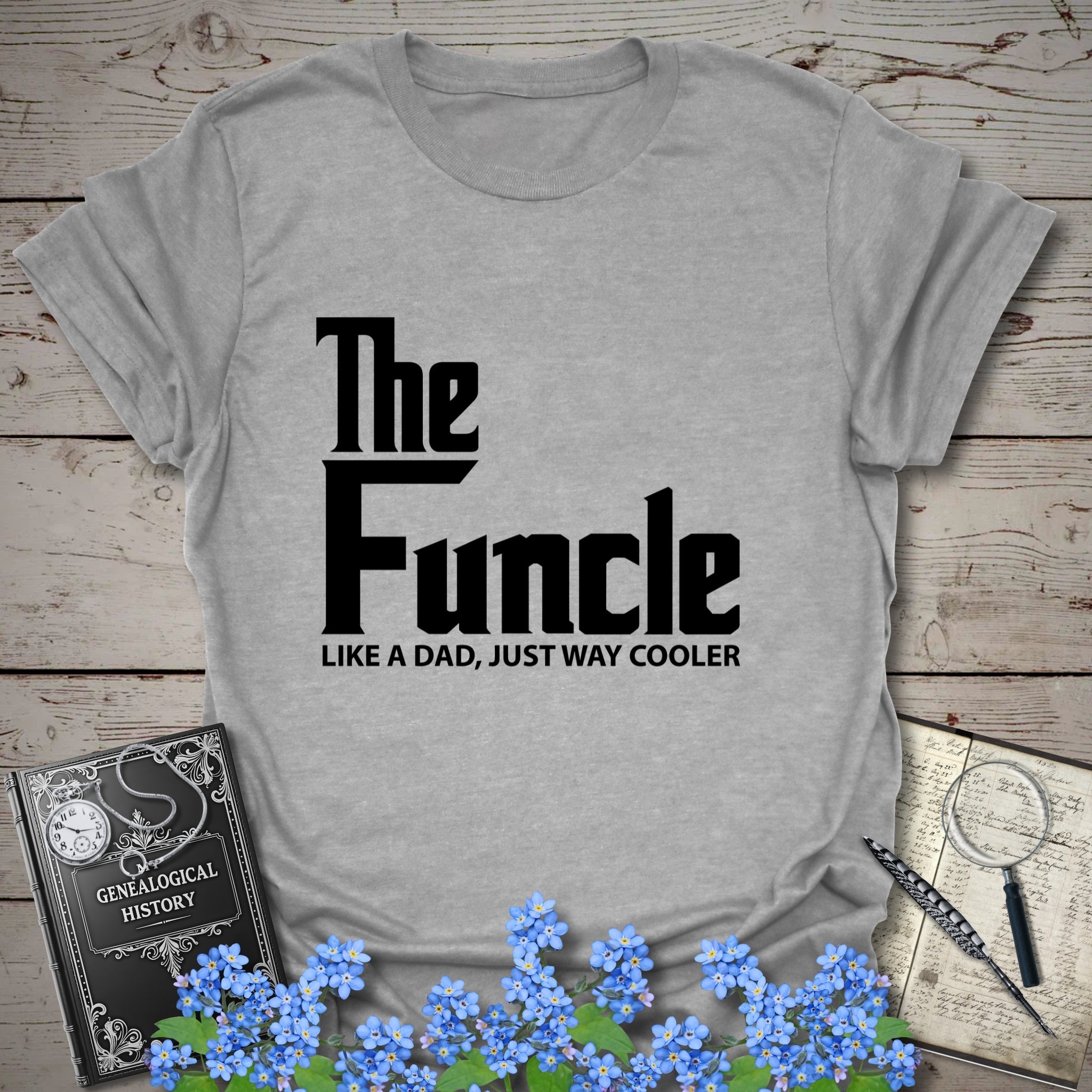 FUNCLE – Like a Dad, Only Cooler T-Shirt in Sport Grey by Genealogy Keepsakes