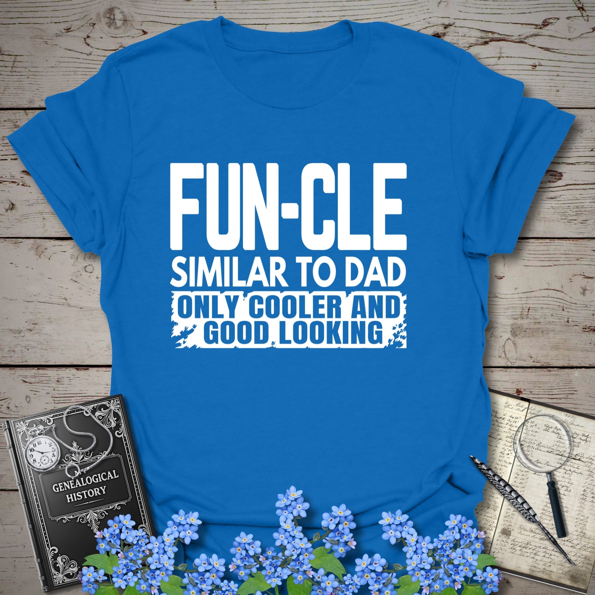 FUNCLE – Similar to Dad, Only Cooler T-Shirt in Royal by Genealogy Keepsakes