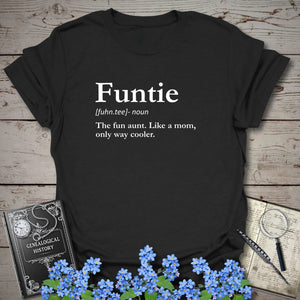 FUNTIE – Like a Mom, Only Cooler T-Shirt in Black by Genealogy Keepsakes
