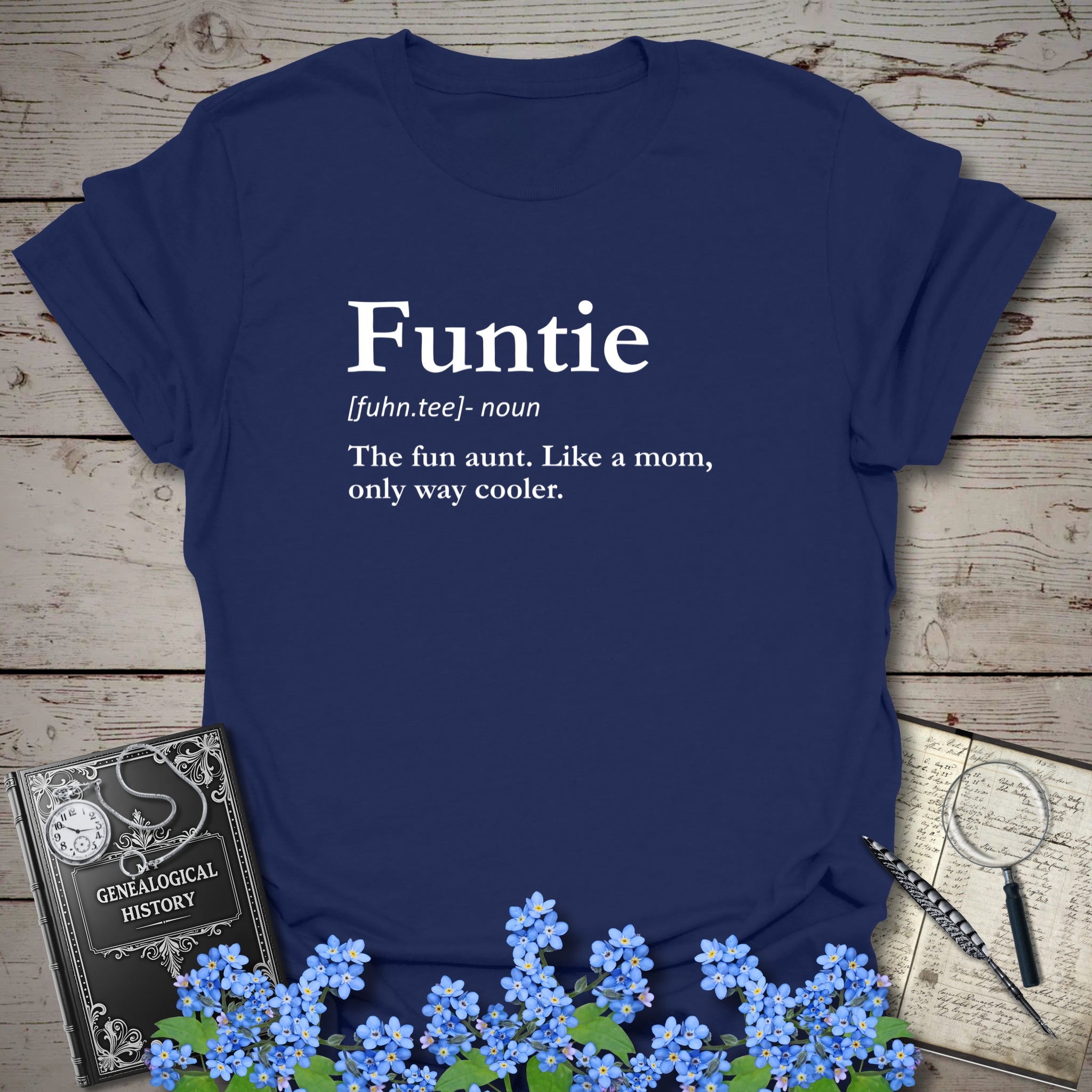 FUNTIE – Like a Mom, Only Cooler T-Shirt in Navy by Genealogy Keepsakes