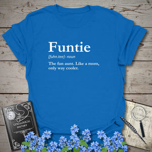 FUNTIE – Like a Mom, Only Cooler T-Shirt in Royal by Genealogy Keepsakes