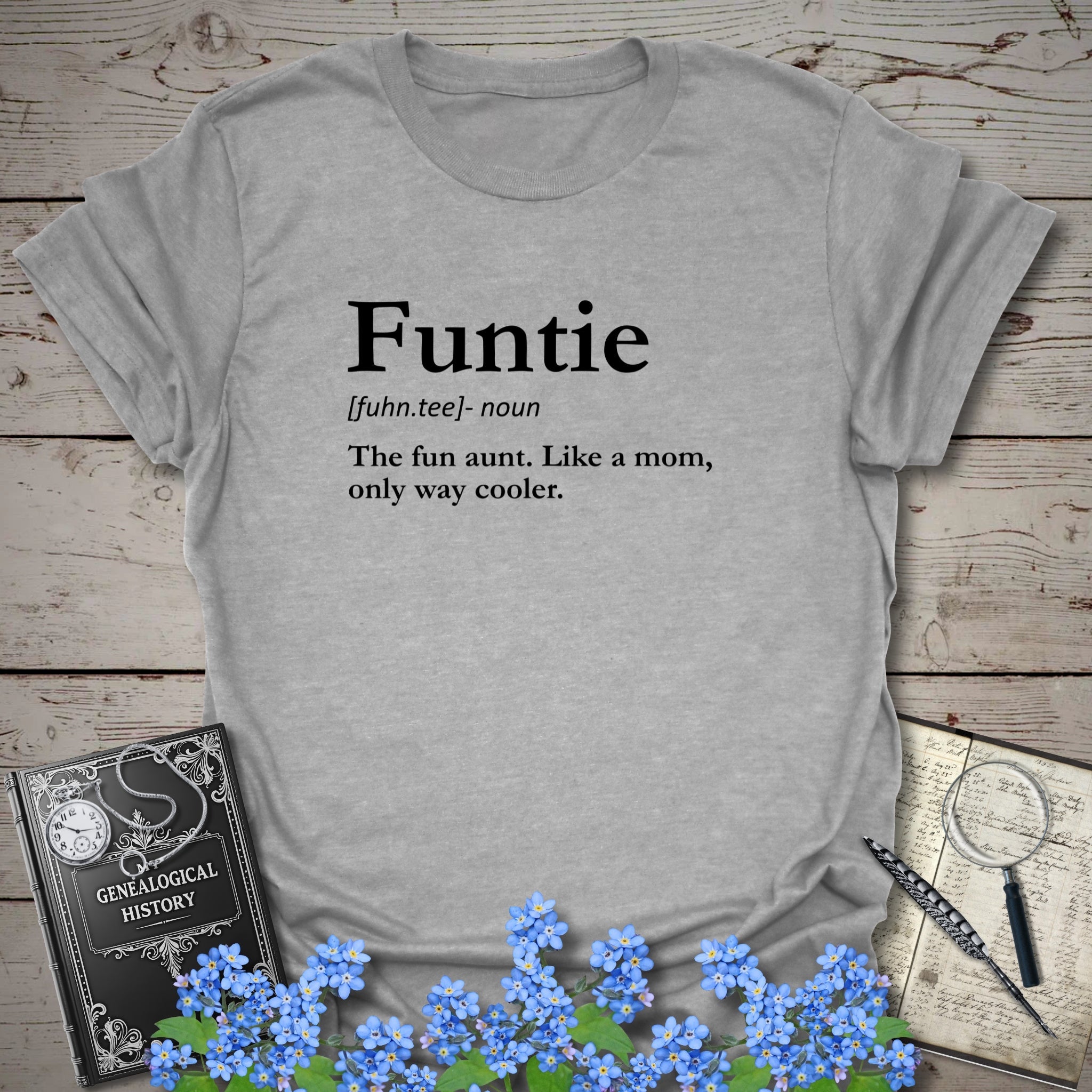 FUNTIE – Like a Mom, Only Cooler T-Shirt in Sport Grey by Genealogy Keepsakes