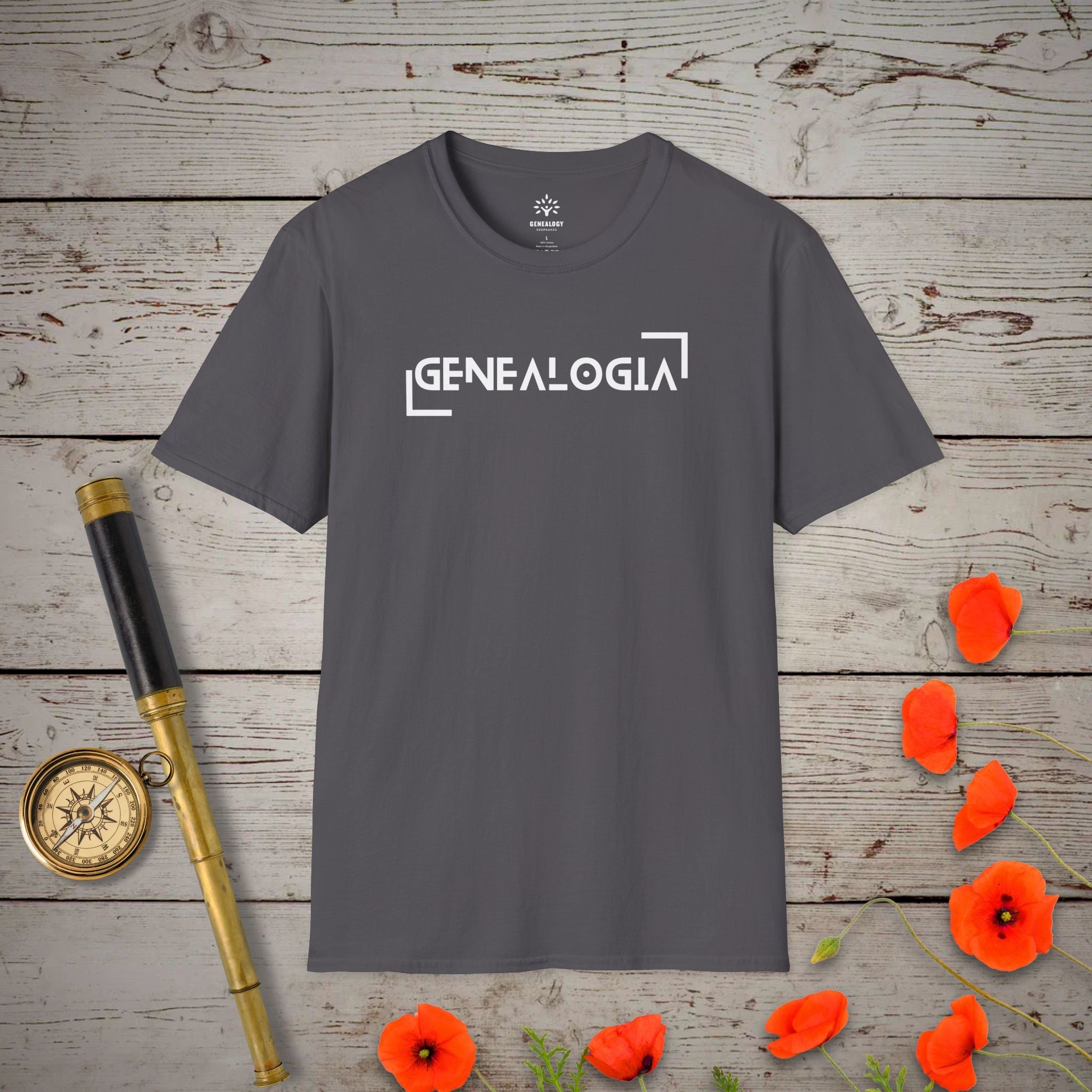 Genealogia T-Shirt in Charcoal by Genealogy Keepsakes