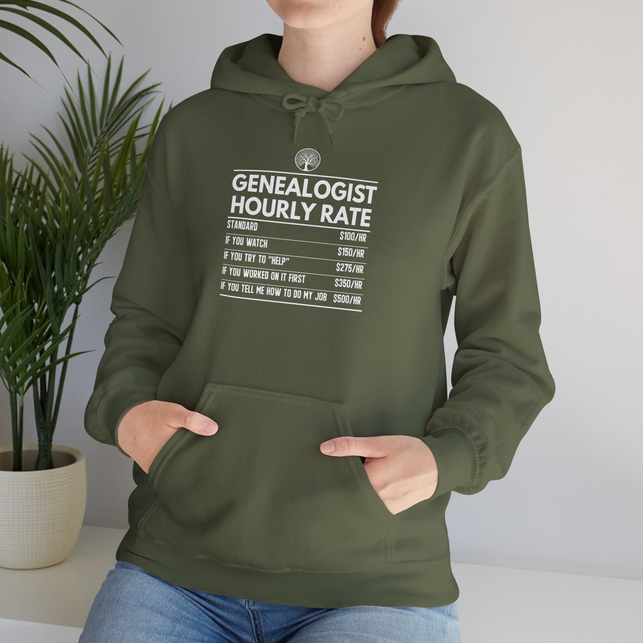 Genealogist Hourly Rate Hoodie in by Genealogy Keepsakes