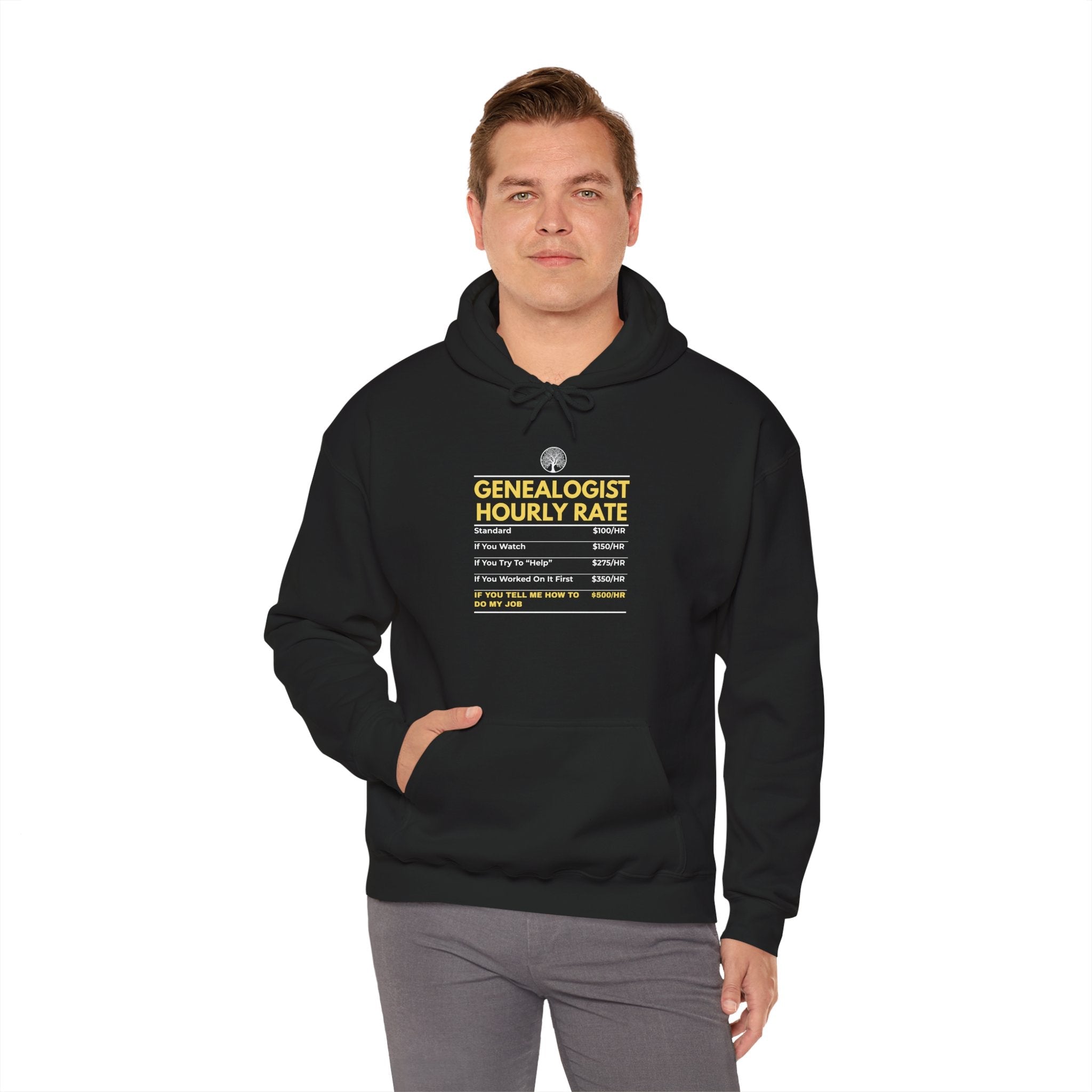 Genealogist Hourly Rate Hoodie in by Genealogy Keepsakes