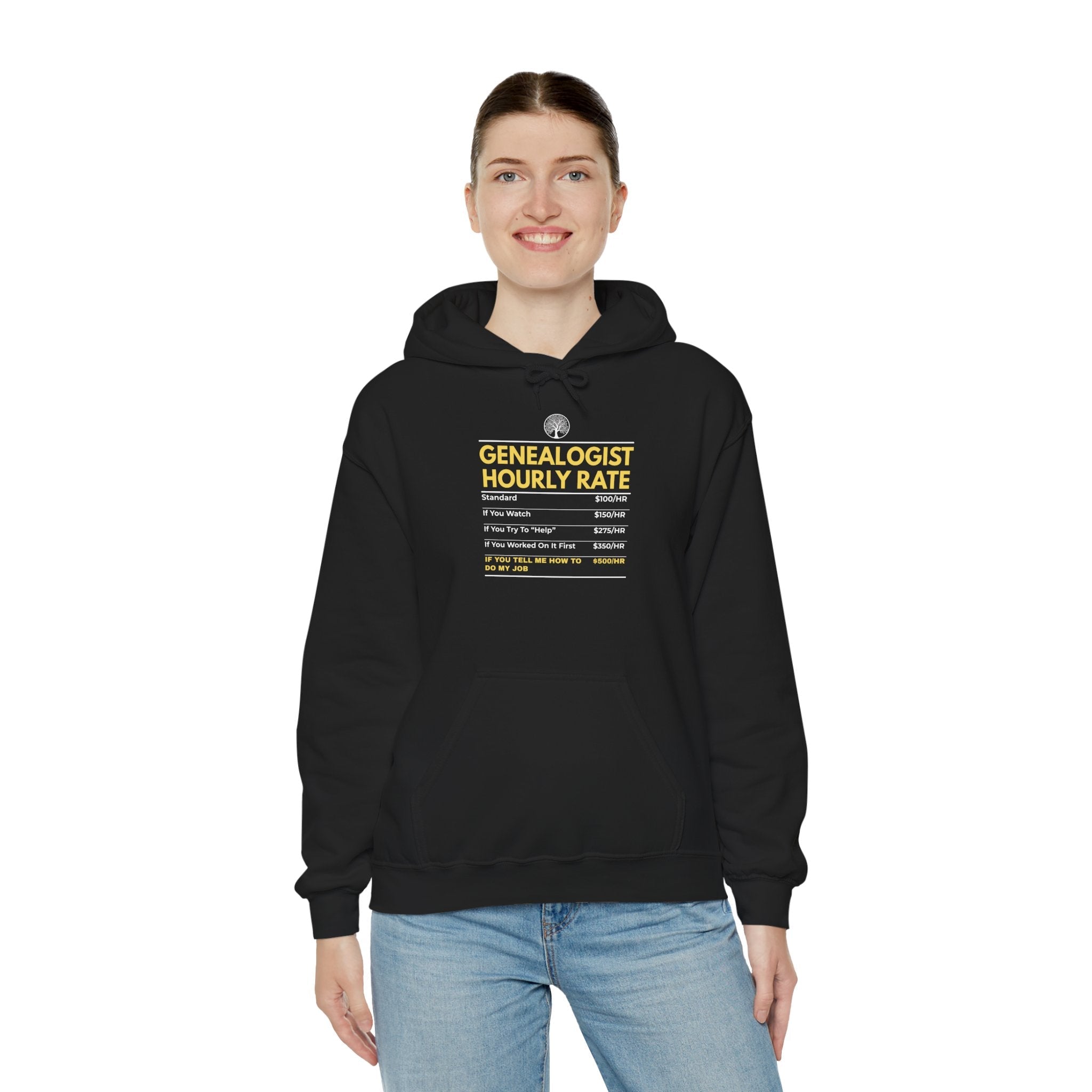 Genealogist Hourly Rate Hoodie in by Genealogy Keepsakes