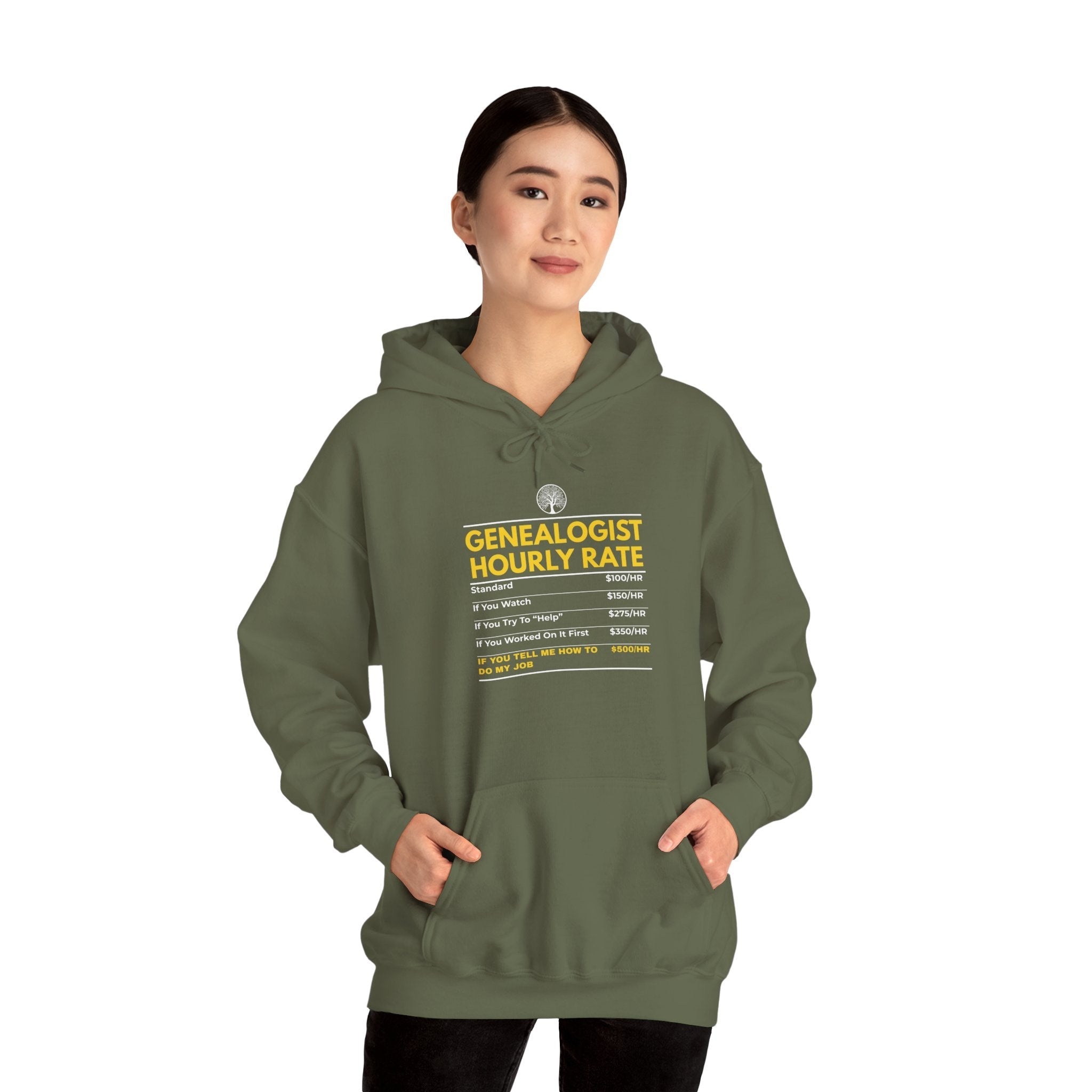 Genealogist Hourly Rate Hoodie in by Genealogy Keepsakes